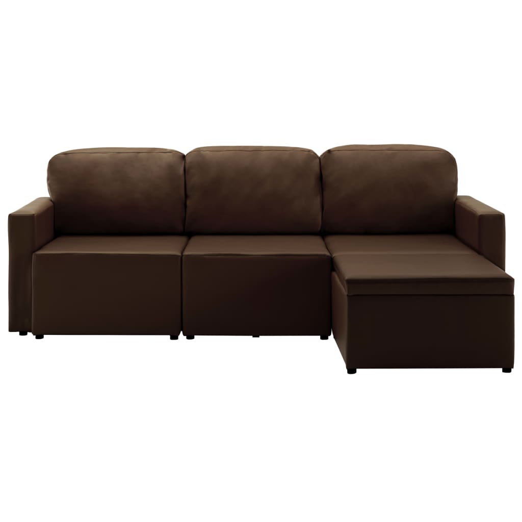 Canapea extensibilă modulară, 3 locuri, maro, piele ecologică GartenMobel Dekor