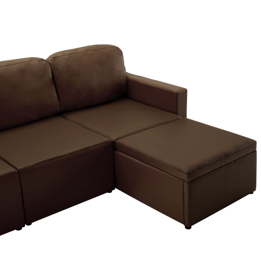 Canapea extensibilă modulară, 3 locuri, maro, piele ecologică GartenMobel Dekor