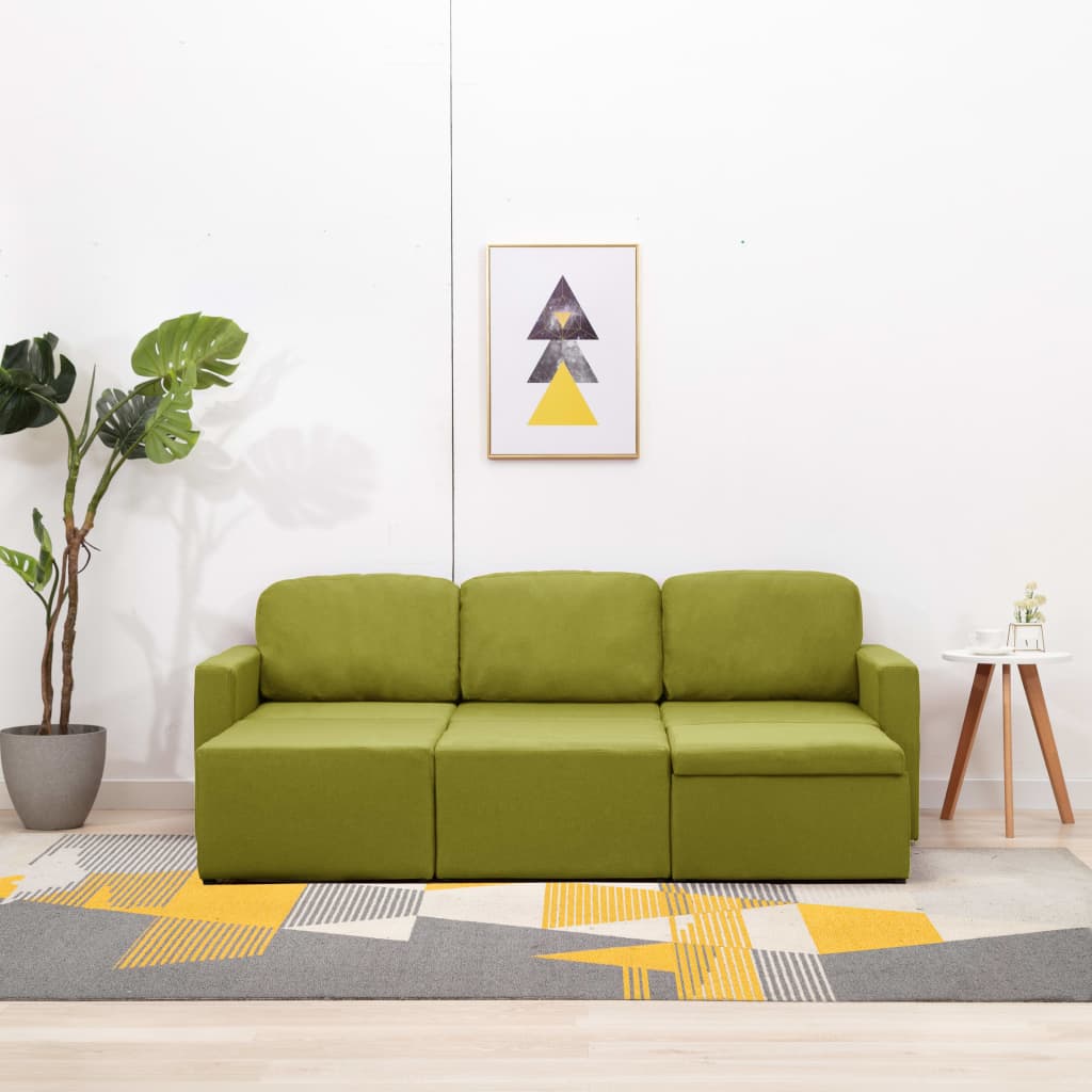 Canapea extensibilă modulară, 3 locuri, verde, material textil GartenMobel Dekor