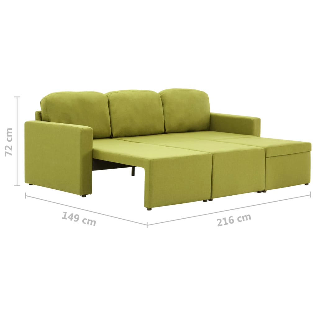 Canapea extensibilă modulară, 3 locuri, verde, material textil GartenMobel Dekor