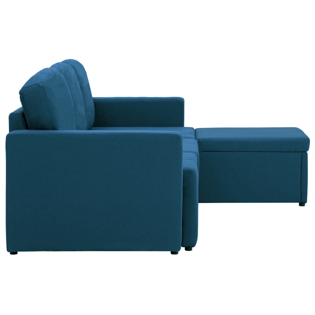 Canapea extensibilă modulară cu 3 locuri, albastru, textil GartenMobel Dekor