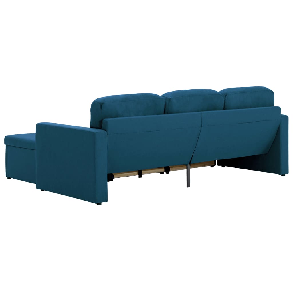 Canapea extensibilă modulară cu 3 locuri, albastru, textil GartenMobel Dekor