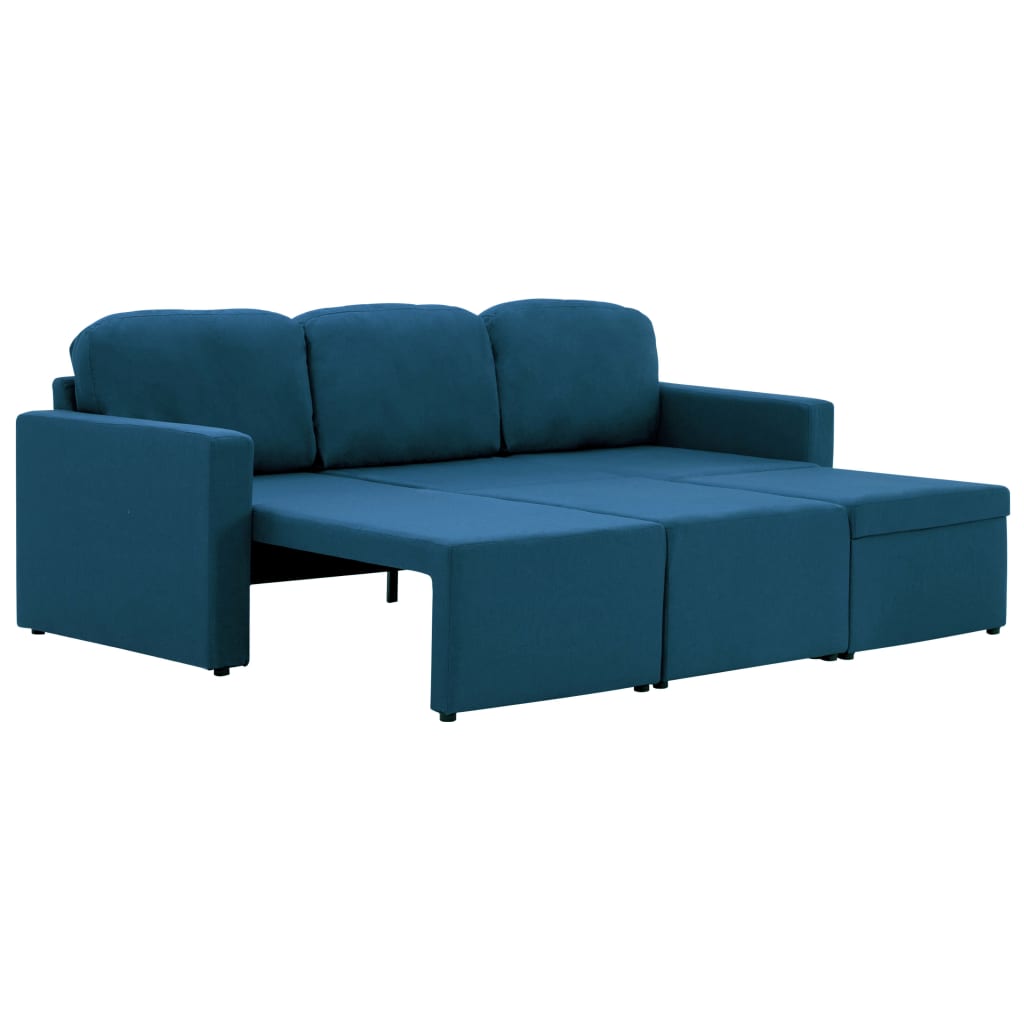 Canapea extensibilă modulară cu 3 locuri, albastru, textil GartenMobel Dekor