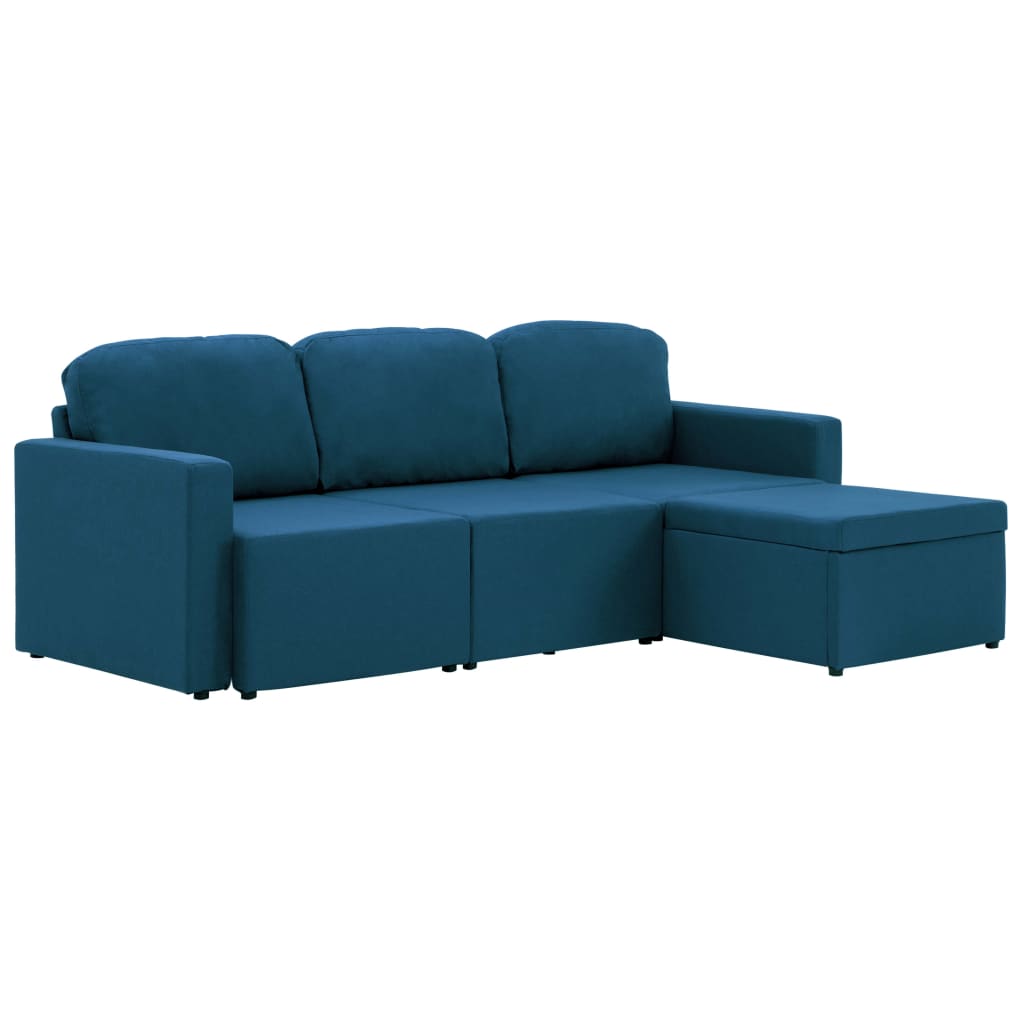 Canapea extensibilă modulară cu 3 locuri, albastru, textil GartenMobel Dekor