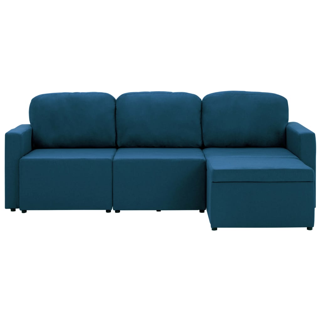 Canapea extensibilă modulară cu 3 locuri, albastru, textil GartenMobel Dekor