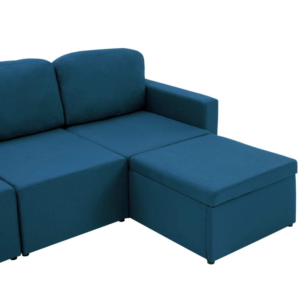Canapea extensibilă modulară cu 3 locuri, albastru, textil GartenMobel Dekor