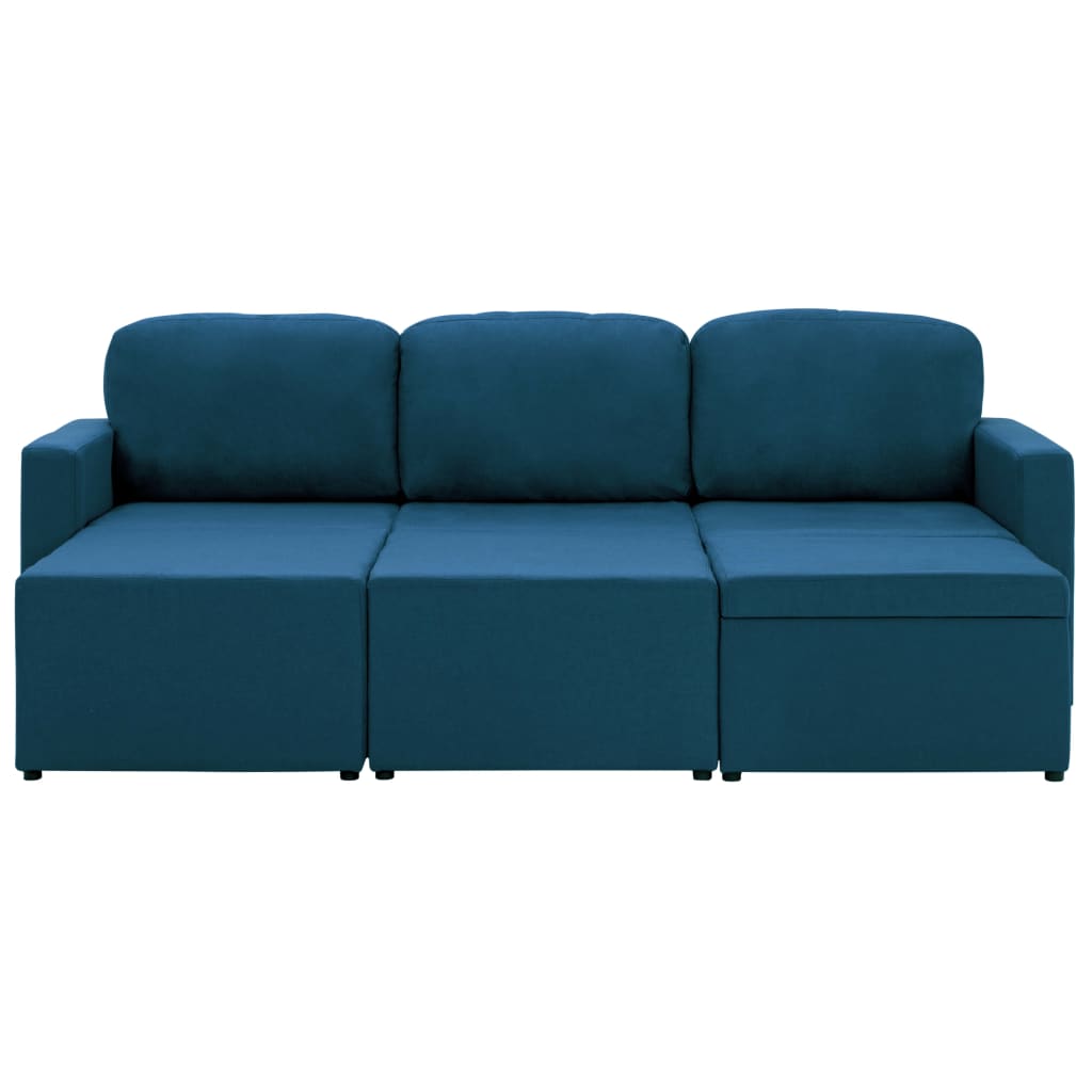 Canapea extensibilă modulară cu 3 locuri, albastru, textil GartenMobel Dekor