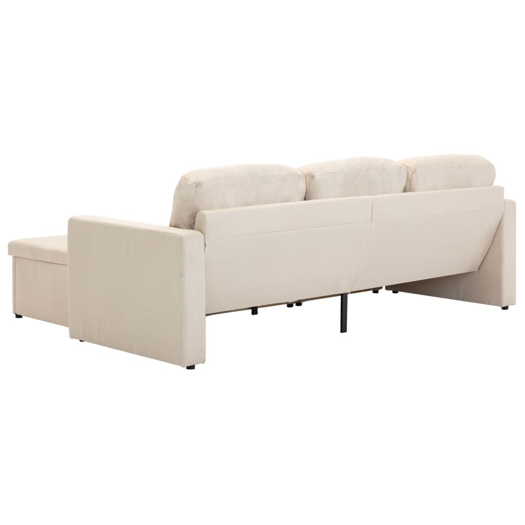 Canapea extensibilă modulară cu 3 locuri, crem, material textil GartenMobel Dekor