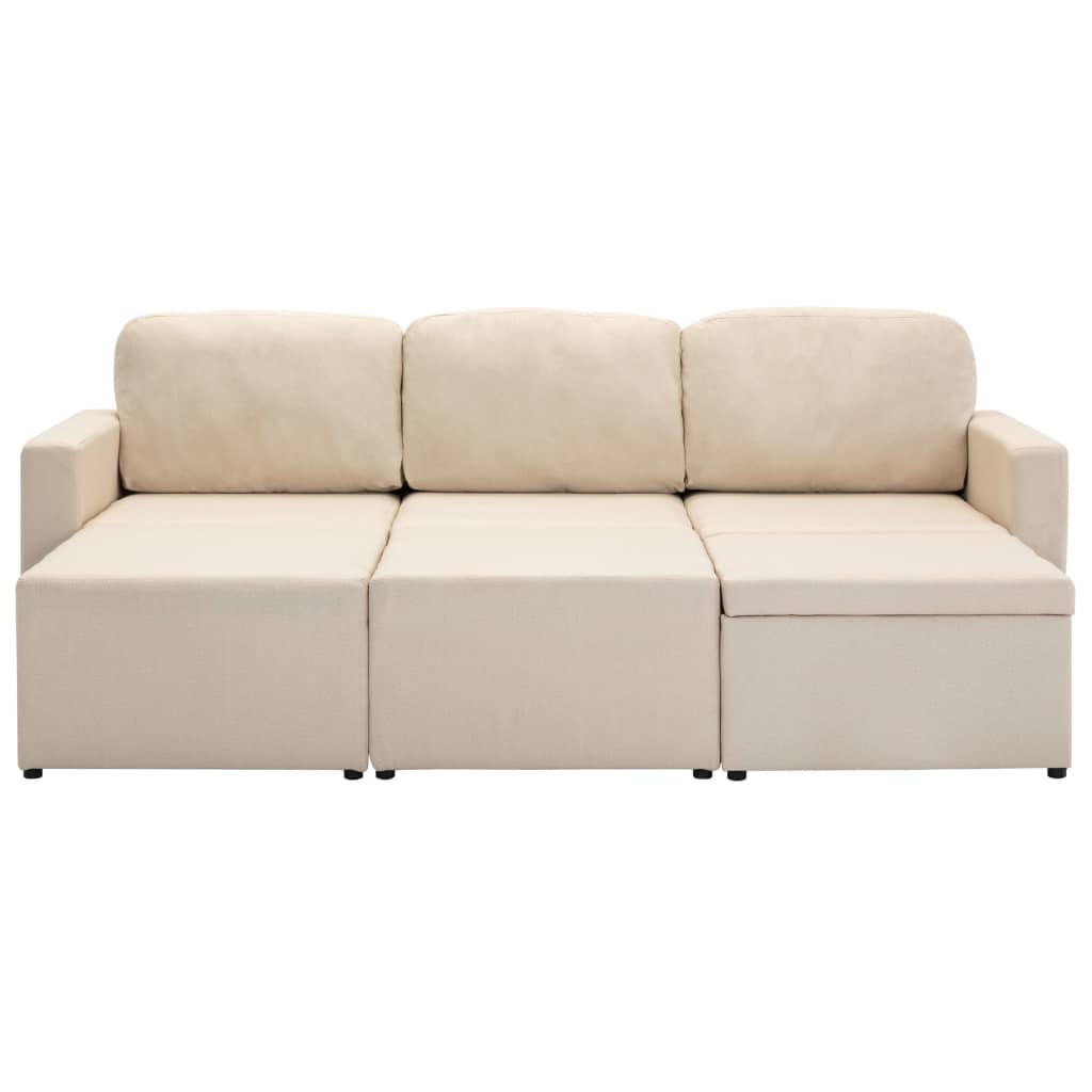 Canapea extensibilă modulară cu 3 locuri, crem, material textil GartenMobel Dekor