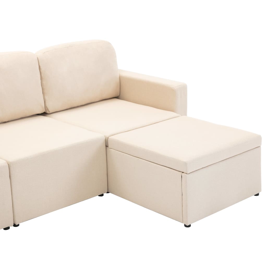 Canapea extensibilă modulară cu 3 locuri, crem, material textil GartenMobel Dekor