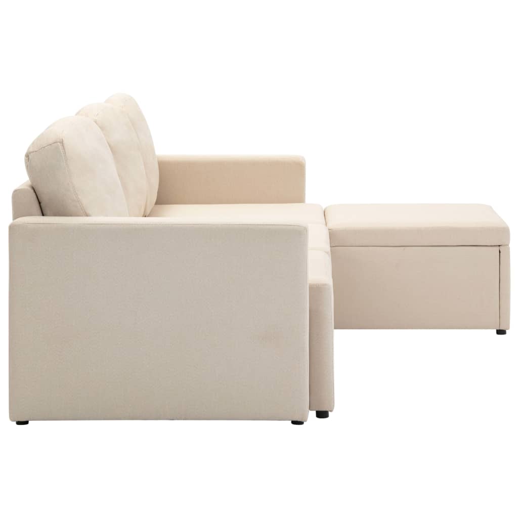 Canapea extensibilă modulară cu 3 locuri, crem, material textil GartenMobel Dekor