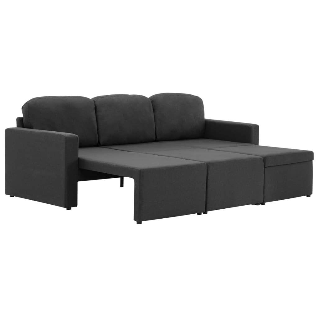 Canapea extensibilă modulară cu 3 locuri, gri închis, textil GartenMobel Dekor