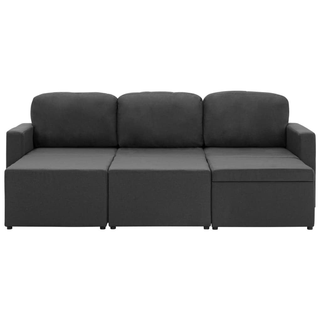 Canapea extensibilă modulară cu 3 locuri, gri închis, textil GartenMobel Dekor