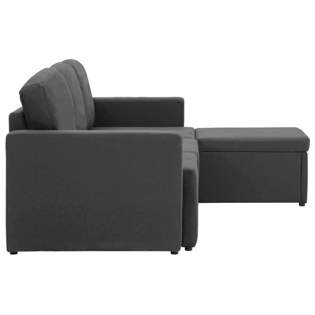 Canapea extensibilă modulară cu 3 locuri, gri închis, textil GartenMobel Dekor