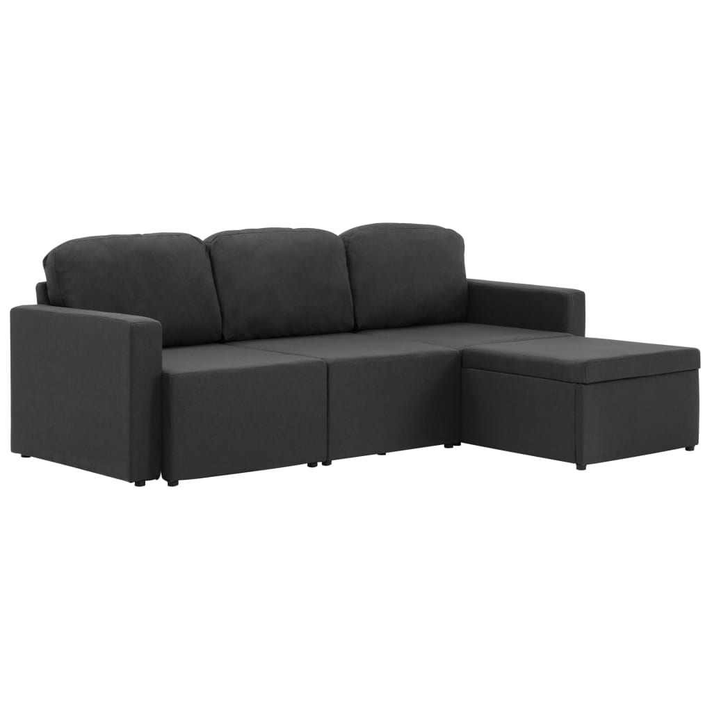 Canapea extensibilă modulară cu 3 locuri, gri închis, textil GartenMobel Dekor