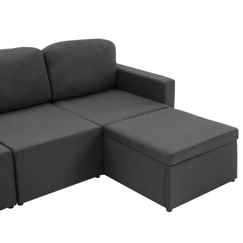 Canapea extensibilă modulară cu 3 locuri, gri închis, textil GartenMobel Dekor