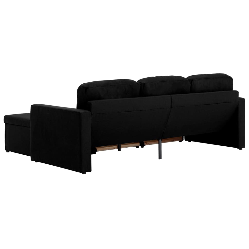Canapea extensibilă modulară cu 3 locuri, negru, textil GartenMobel Dekor