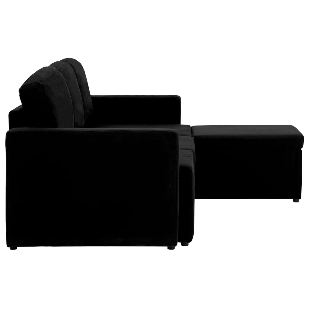 Canapea extensibilă modulară cu 3 locuri, negru, textil GartenMobel Dekor
