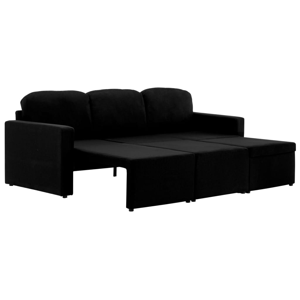 Canapea extensibilă modulară cu 3 locuri, negru, textil GartenMobel Dekor
