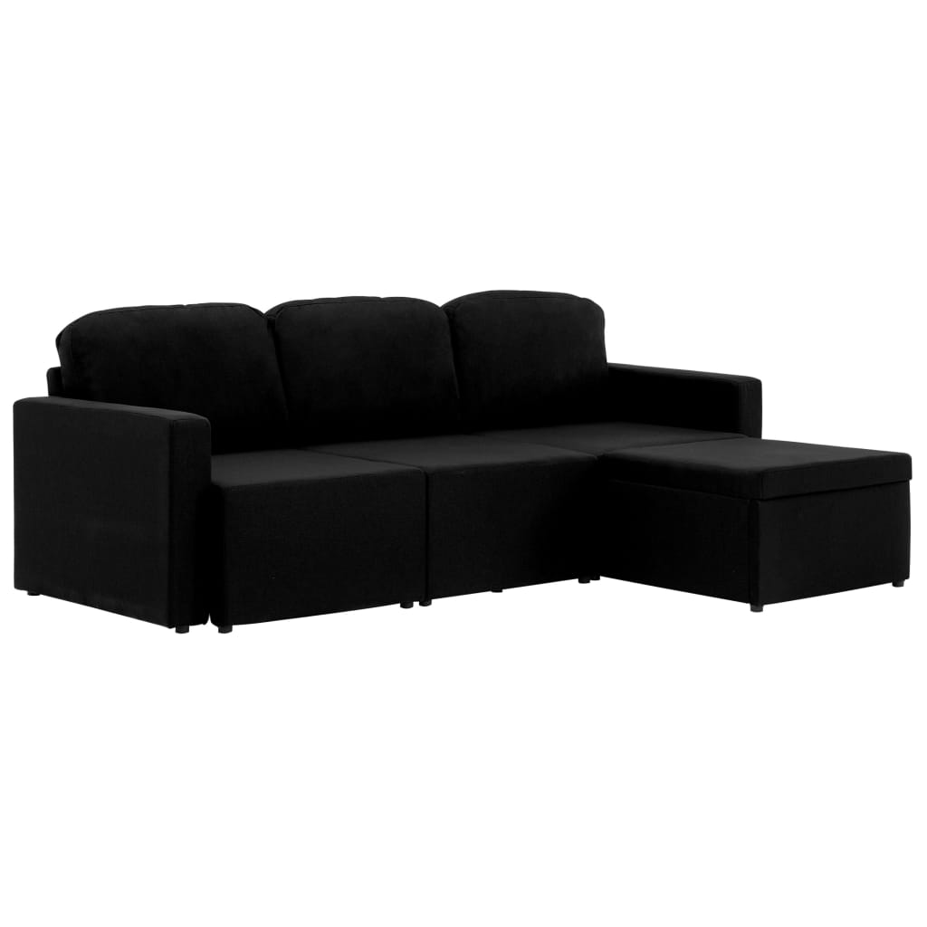 Canapea extensibilă modulară cu 3 locuri, negru, textil GartenMobel Dekor