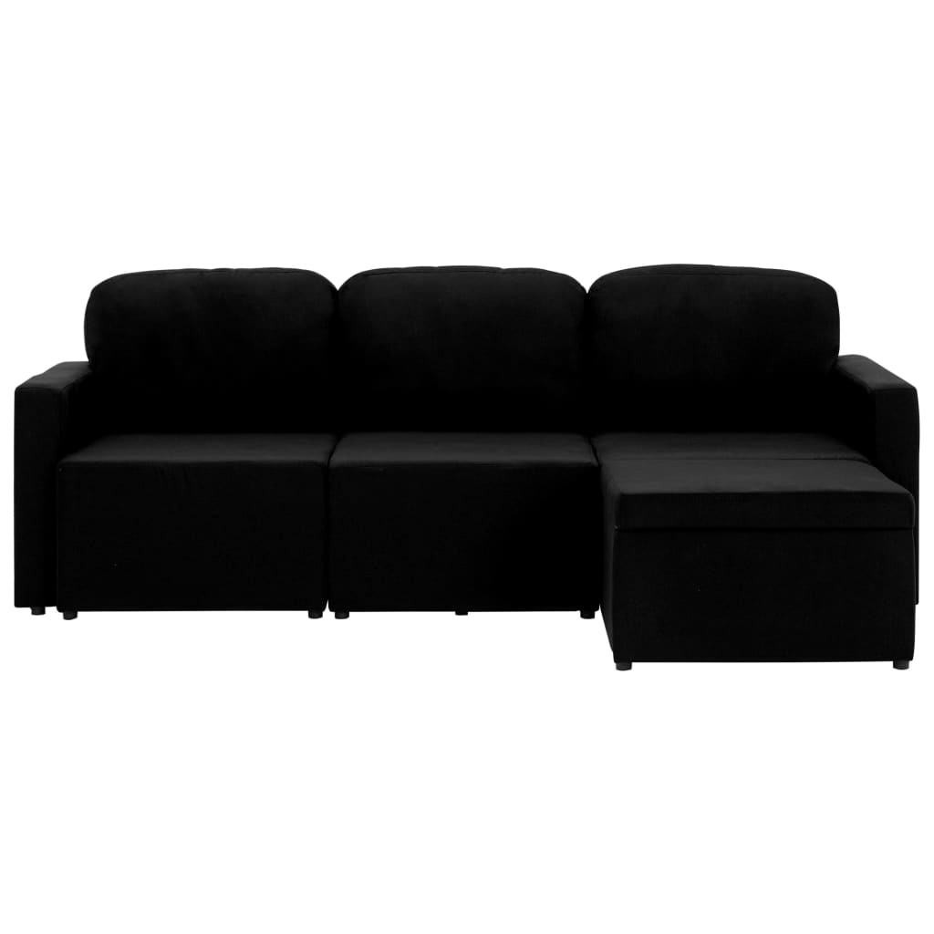 Canapea extensibilă modulară cu 3 locuri, negru, textil GartenMobel Dekor