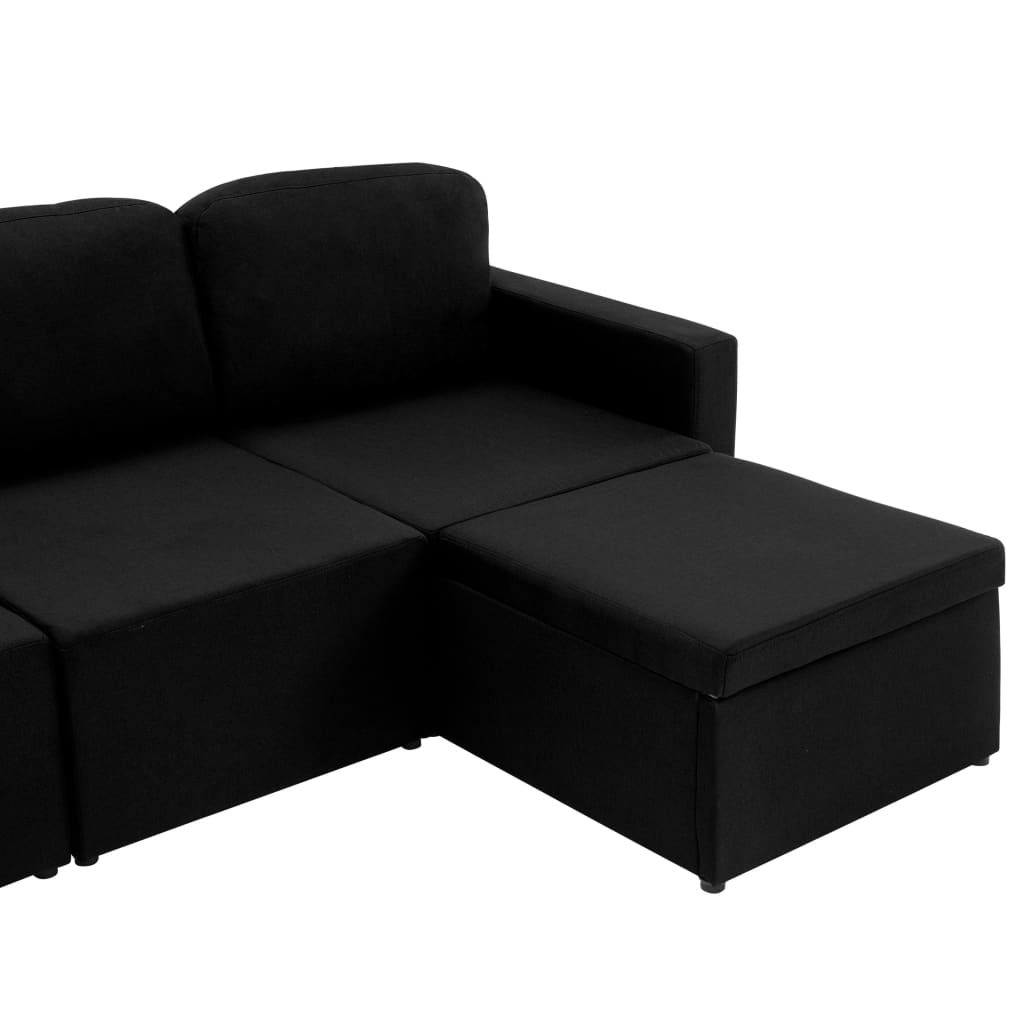 Canapea extensibilă modulară cu 3 locuri, negru, textil GartenMobel Dekor