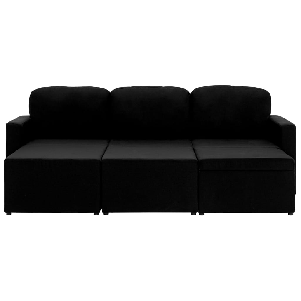 Canapea extensibilă modulară cu 3 locuri, negru, textil GartenMobel Dekor