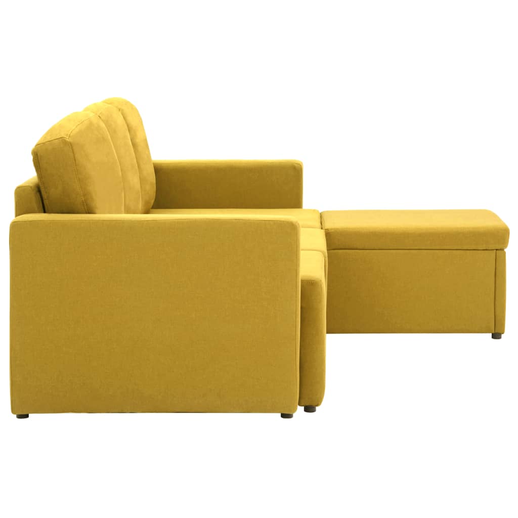 Canapea extensibilă modulară cu 3 locuri galben material textil GartenMobel Dekor