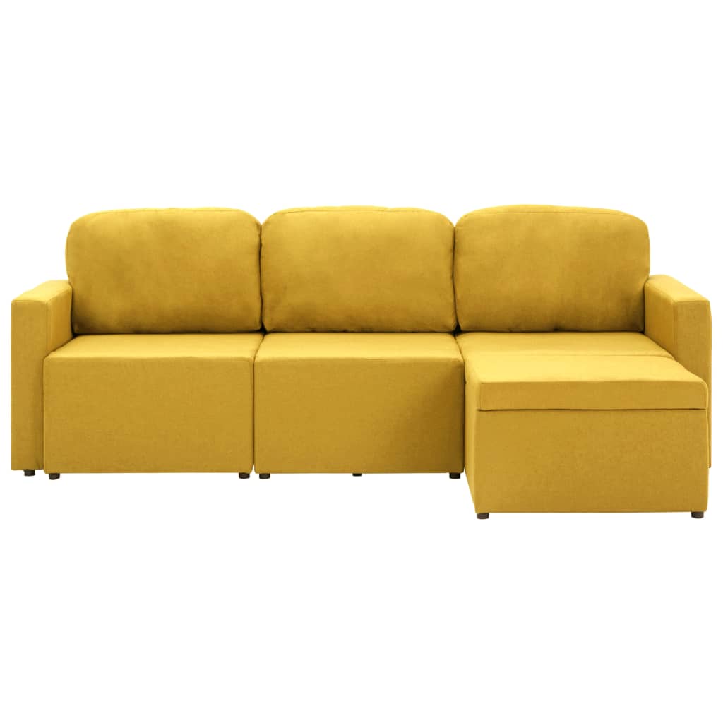 Canapea extensibilă modulară cu 3 locuri galben material textil GartenMobel Dekor
