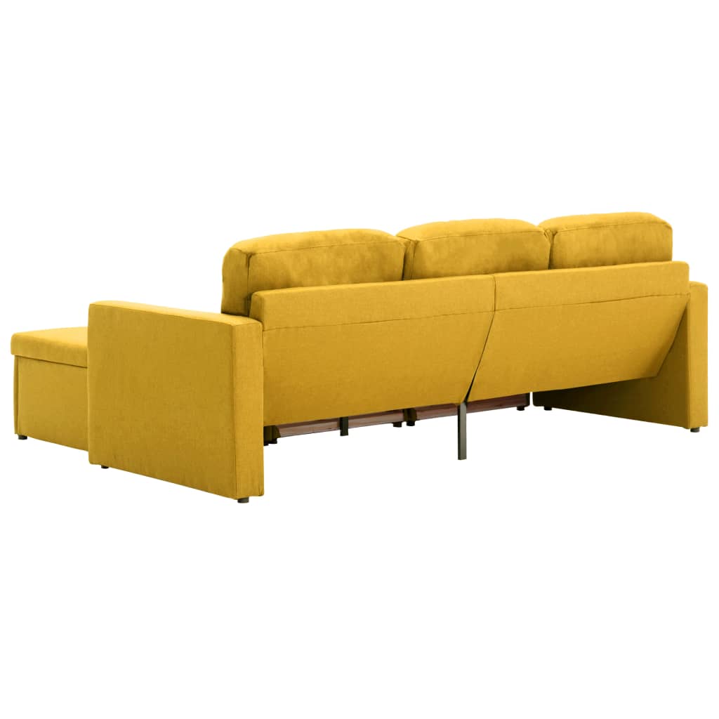Canapea extensibilă modulară cu 3 locuri galben material textil GartenMobel Dekor