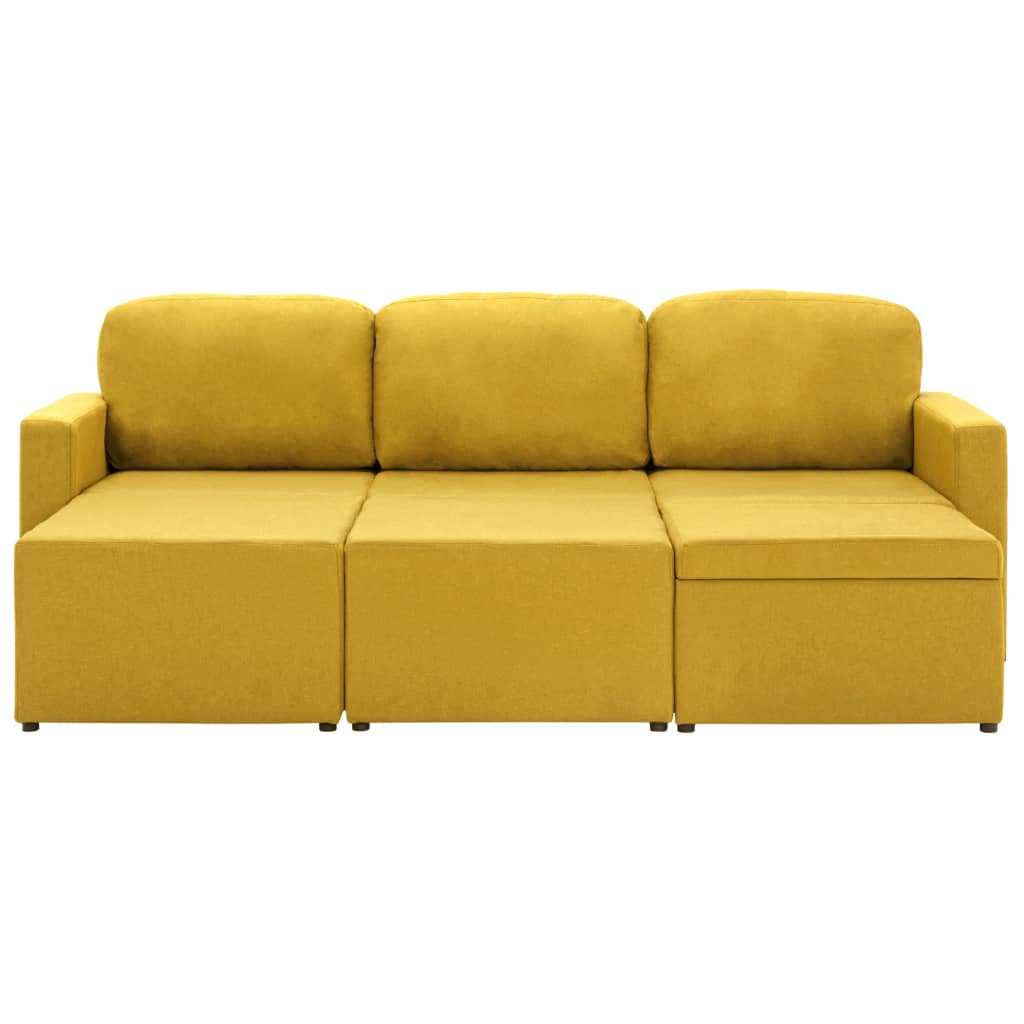 Canapea extensibilă modulară cu 3 locuri galben material textil GartenMobel Dekor