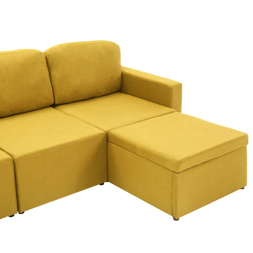 Canapea extensibilă modulară cu 3 locuri galben material textil GartenMobel Dekor