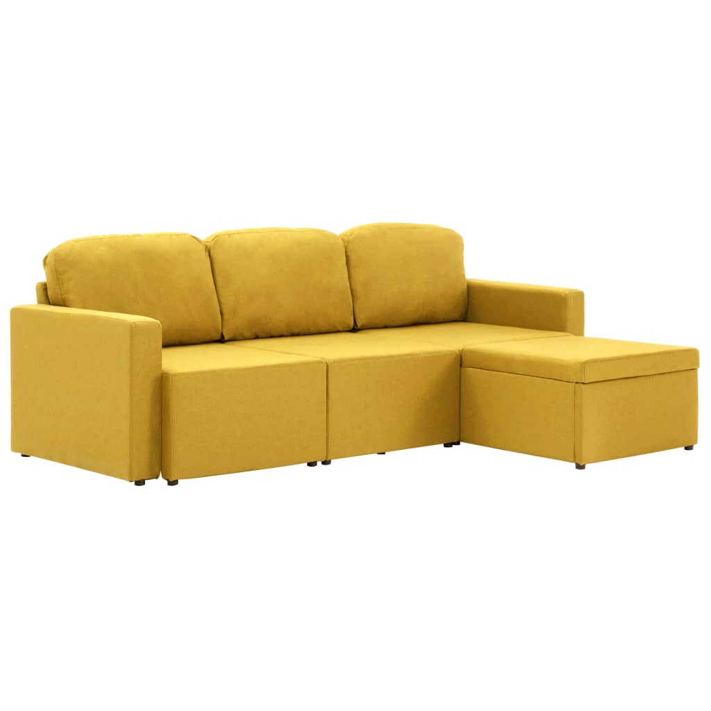 Canapea extensibilă modulară cu 3 locuri galben material textil GartenMobel Dekor
