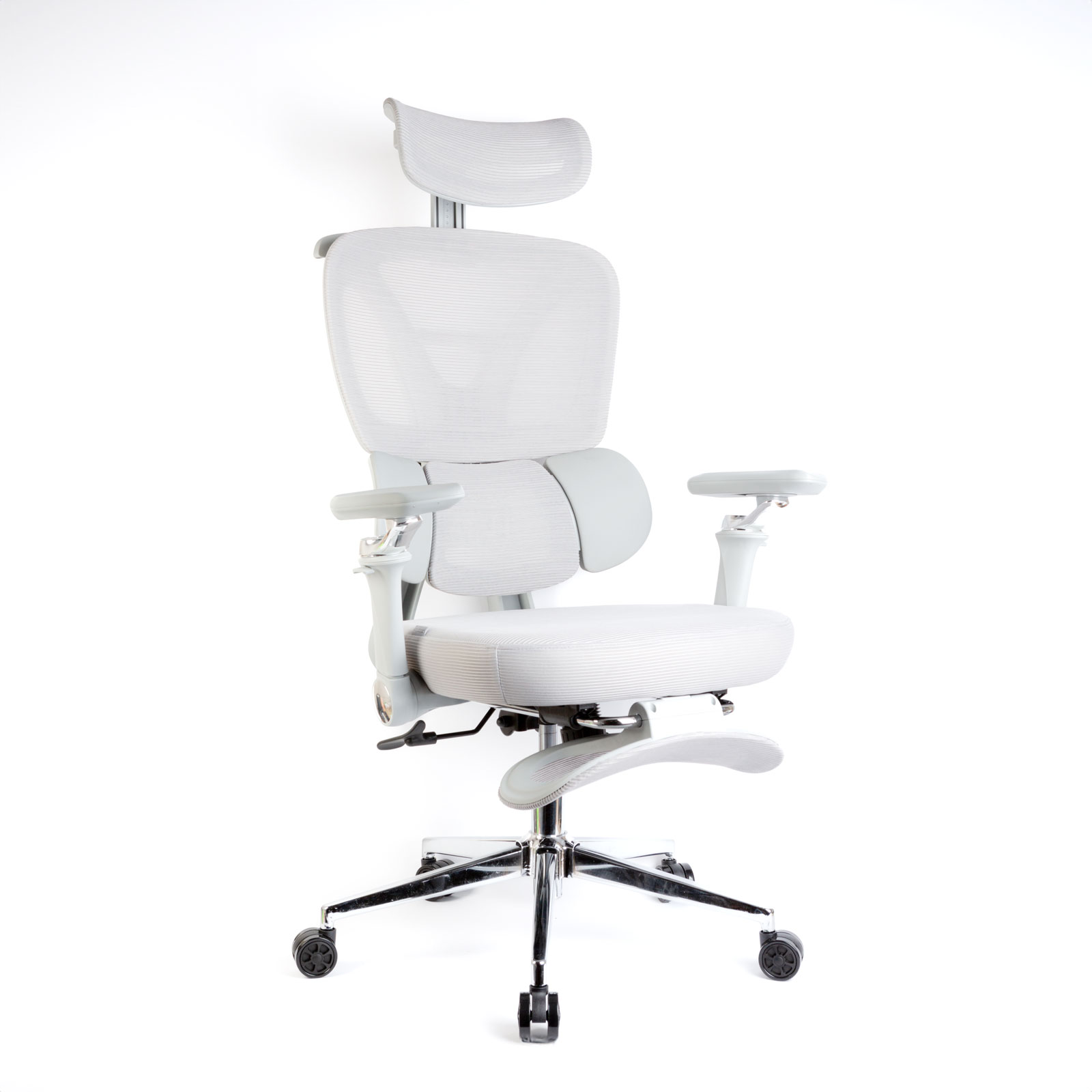 Scaun de birou ergonomic cu brațe reglabile, tetieră și suport pentru picioare, gri Best CarHome