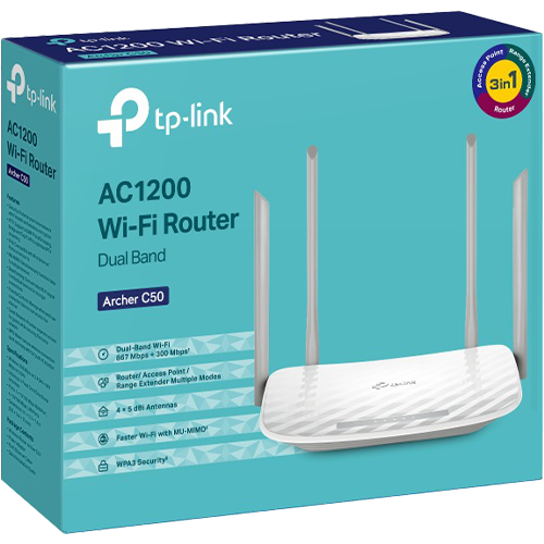Router Wireless TP-Link Archer C50 AC1200 Dual Band Beamforming ArcherC50 SafetyGuard Surveillance