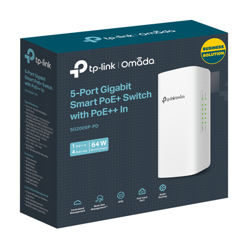 Switch exterior 4 porturi PoE RJ45 Gigabit, 1 x RJ45 1G PoE IN, L2 Management, IP55 - TP-Link Omada SG2005P-PD SafetyGuard Surveillance