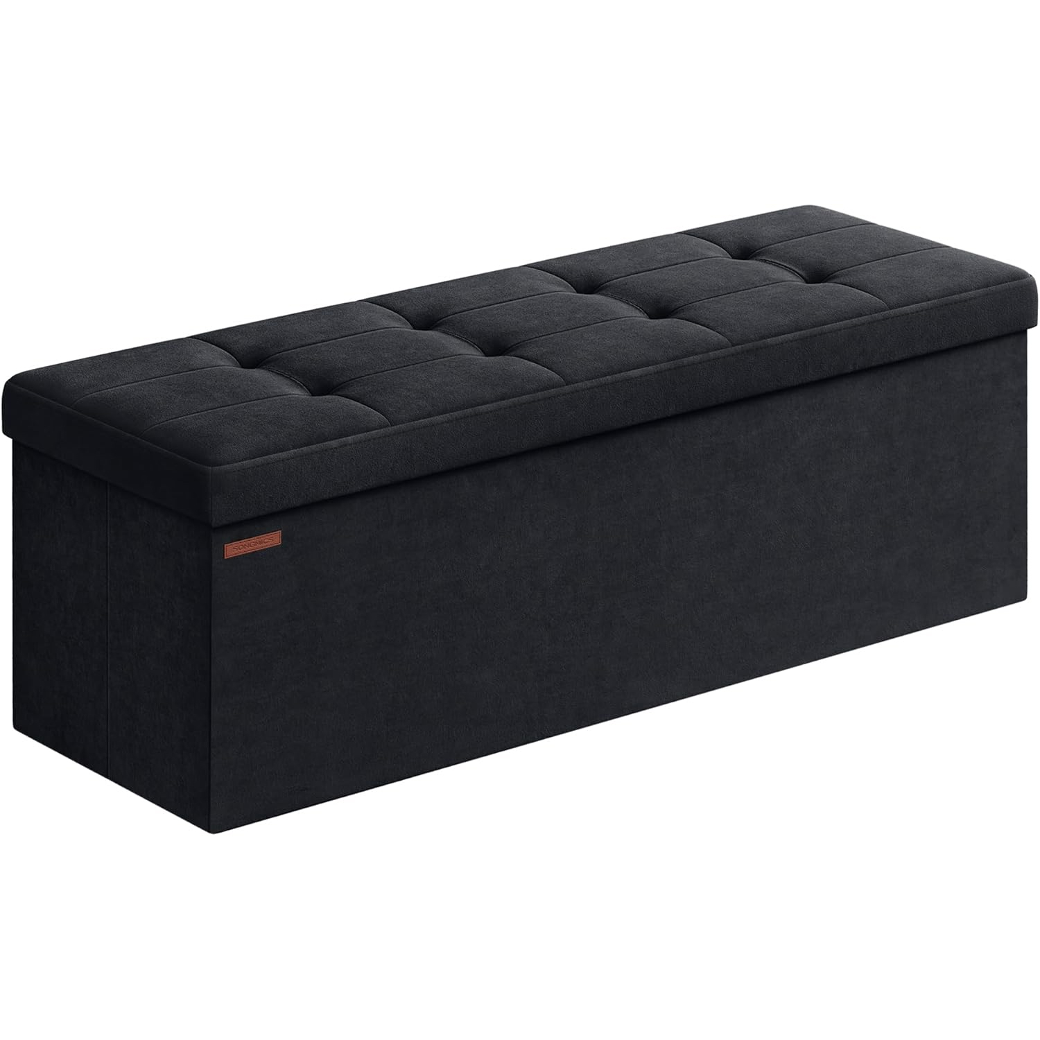 SONGMICS Bancuta pliabila cu spatiu de depozitare, catifea matlasata, 38x110x38 cm, capacitate 300 kg, negru Household NewTrend