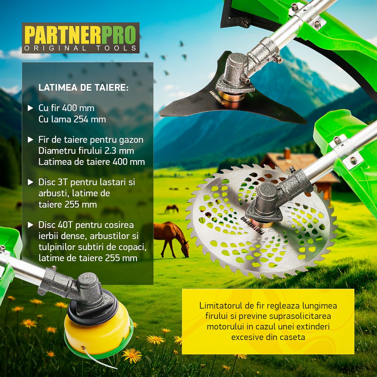 Motocoasa pe benzina PartnerPro PP5600 , 4 T, 5.6CP, 52CC Innovative ReliableTools
