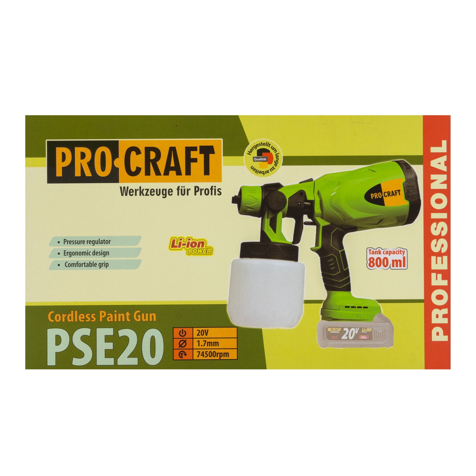 Pistol de vopsit cu acumulator 800W PROCRAFT PSE20 Innovative ReliableTools