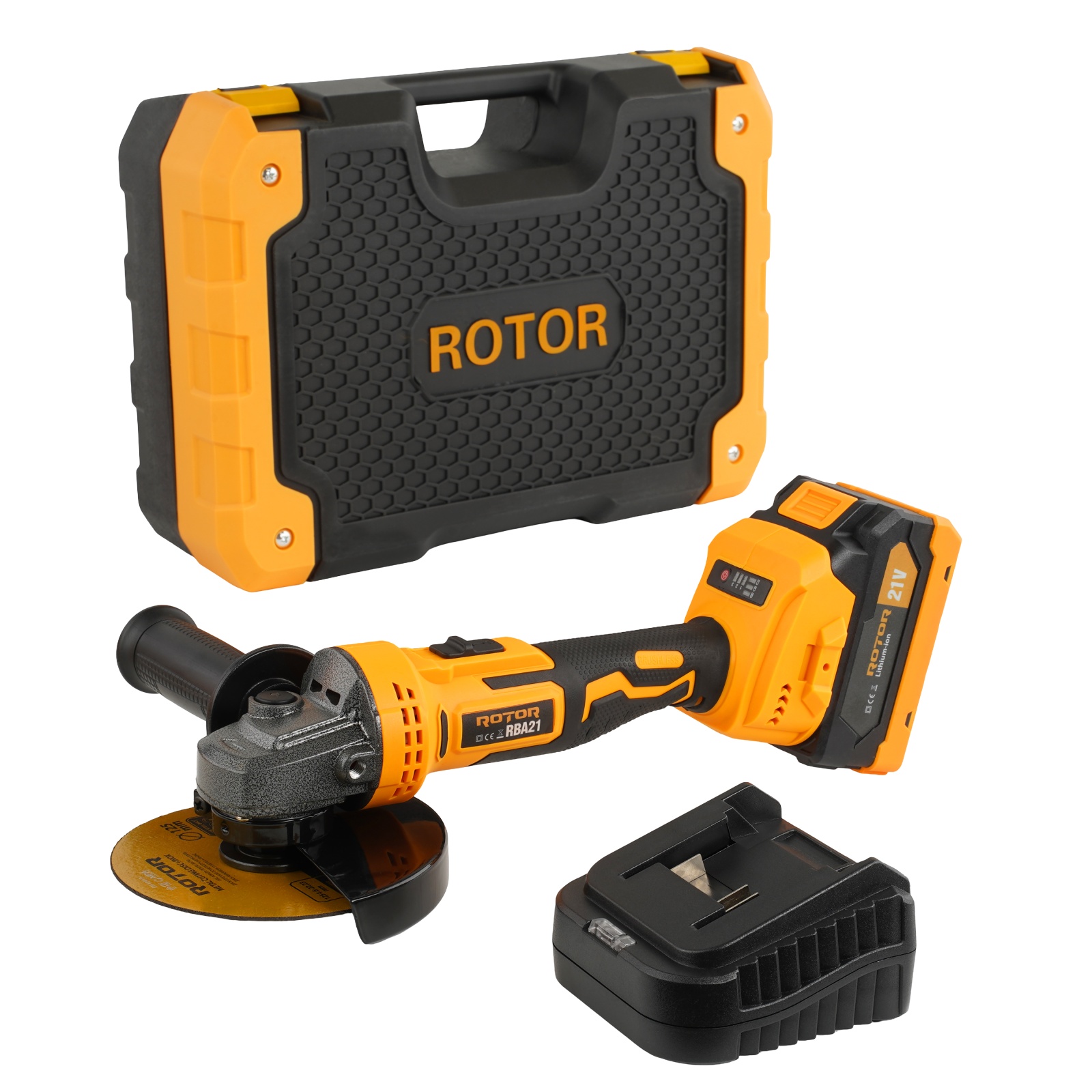 Polizor unghiular cu variator, ROTOR RBA21,8500 RPM, cu acumulator 21 V /3 Ah Innovative ReliableTools