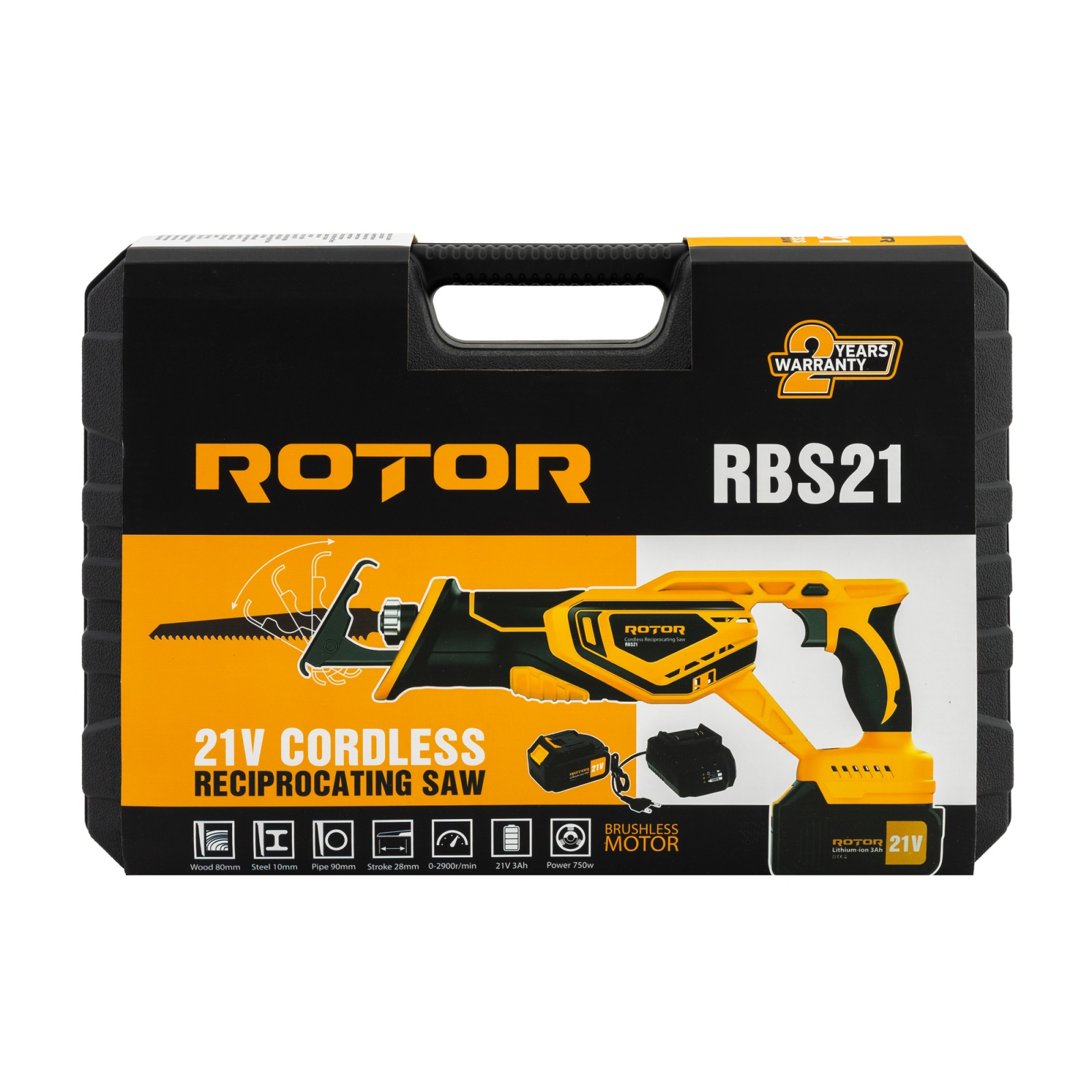 Fierastrau tip sabie cu acumulator ROTOR RBS21, 21 V/3 Ah, 750 W, 2900 rot/min Innovative ReliableTools
