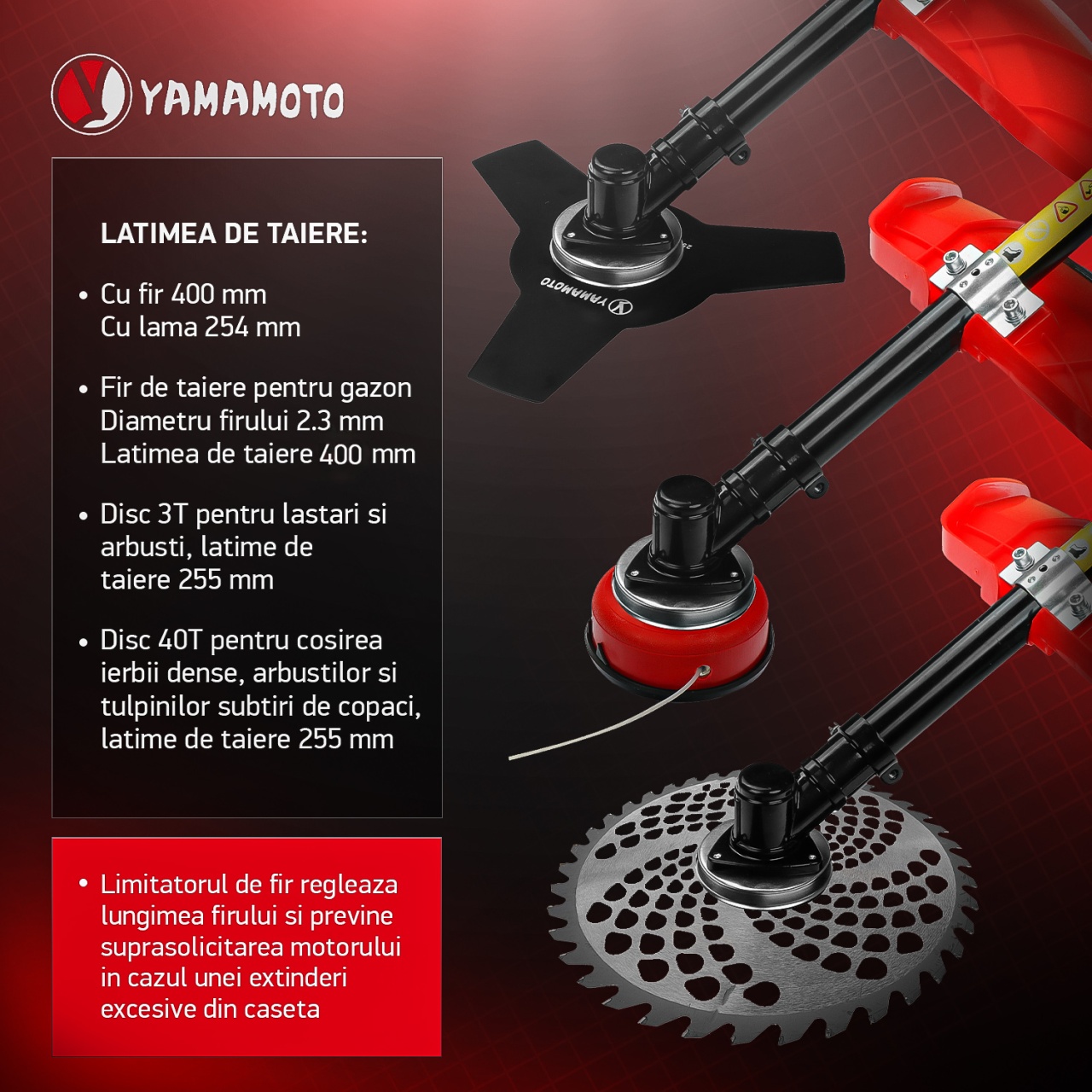 Motocoasa benzina Yamamoto YMA.56 , 2T, 5.8 CP, 10000 rpm Innovative ReliableTools