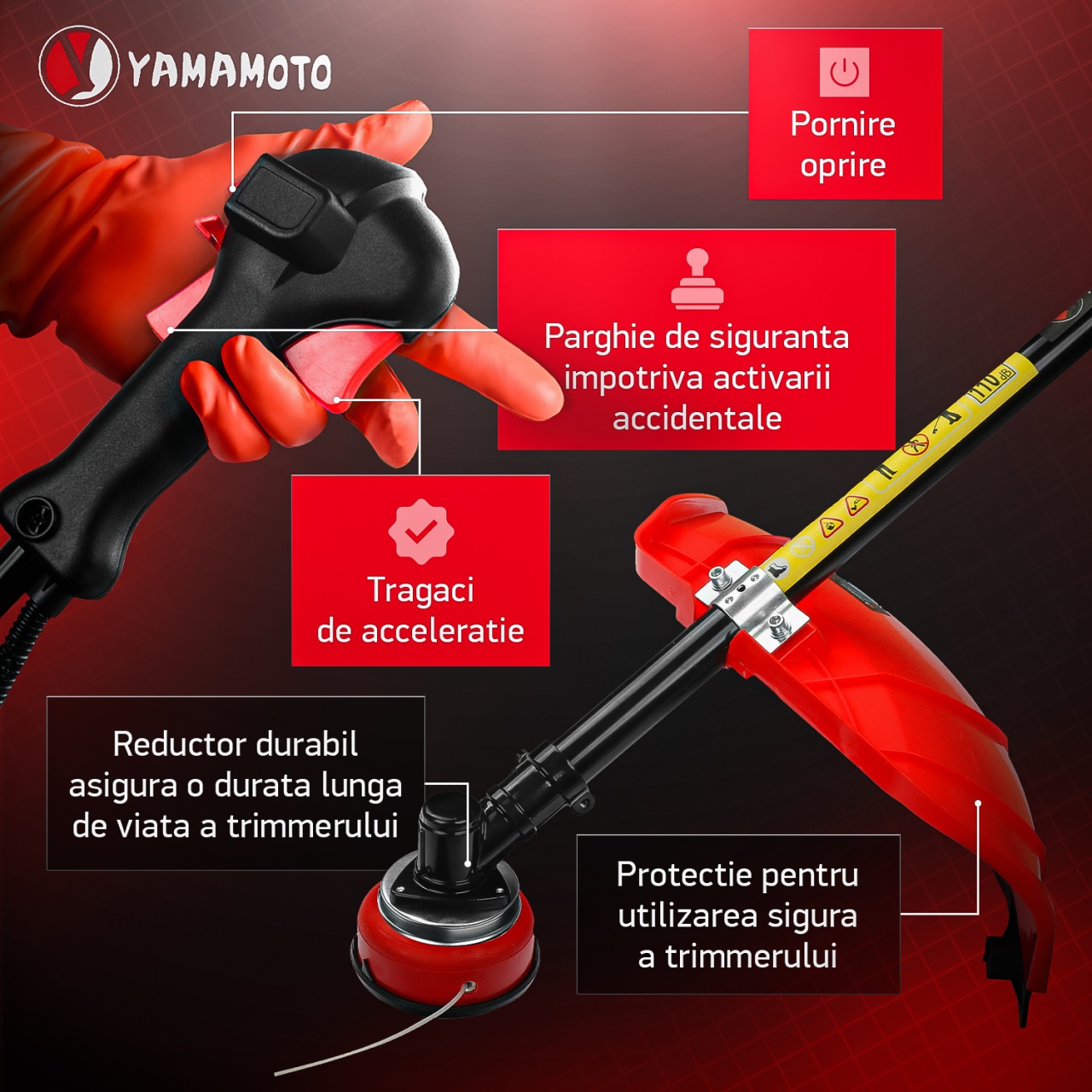 Motocoasa benzina Yamamoto YMA.56 , 2T, 5.8 CP, 10000 rpm Innovative ReliableTools