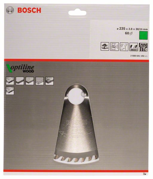 Bosch Panza ferastrau circular Optiline Wood, 235x30x2.8mm, 60T, reductie 25mm ProAdvanced PowerfulTools