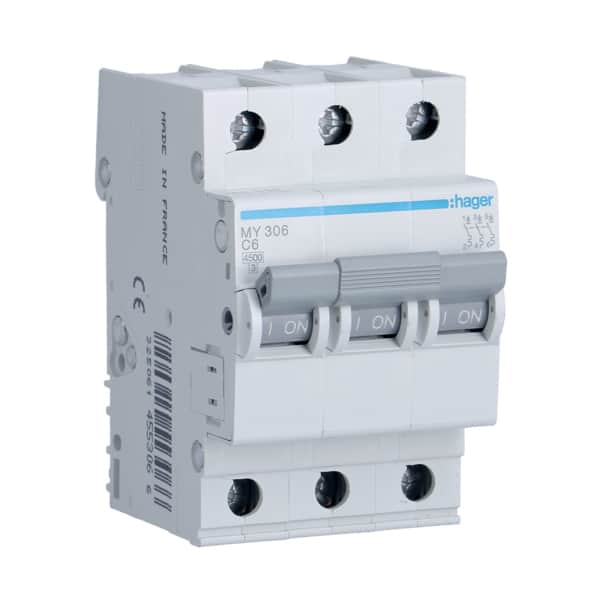 Hager MY 306 Intrerupator 6A, 3P, 4.5kA ProAdvanced PowerfulTools