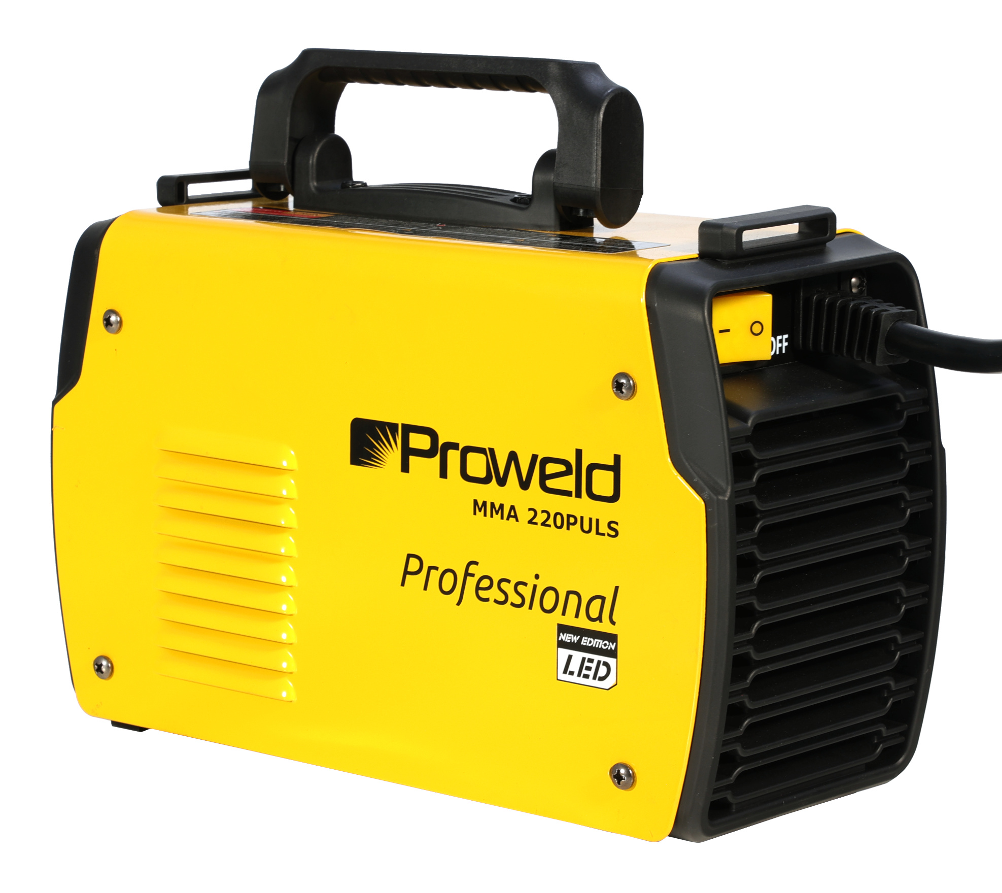 ProWELD MMA 220 Puls Invertor digital sudură 220A, Pulse MMA, TIG Lift, Arc Force, VRD, Electrozi Ø 1.6–5.0mm, Oțel, Inox, Fontă ProAdvanced PowerfulTools