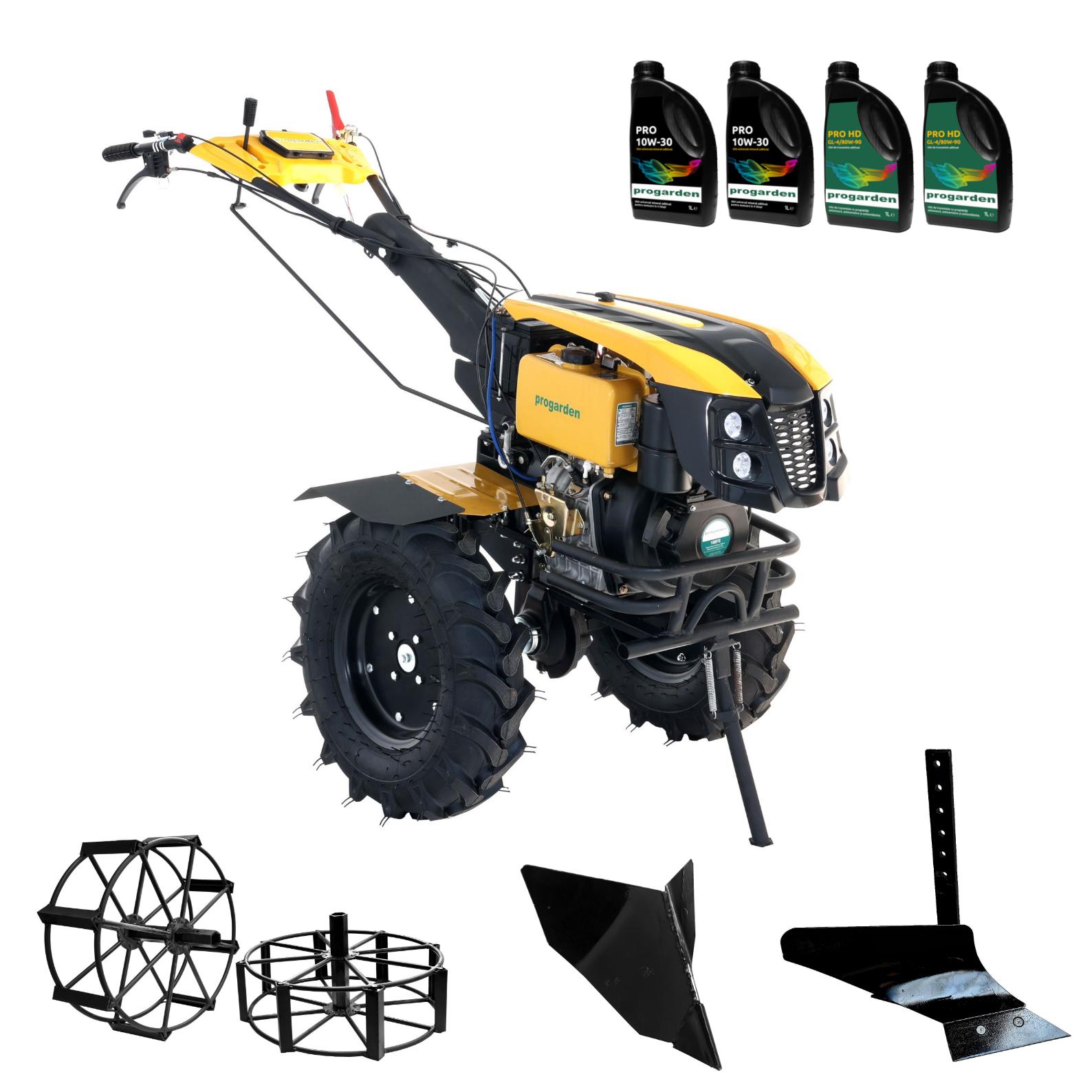 ProGARDEN Pachet Campo 1273 Alpine V2, Motocultor 12CP + Plug simplu+ Plug bilonat/rarita + 2 Roti metalice 540x170 + 4 L Ulei ProAdvanced PowerfulTools