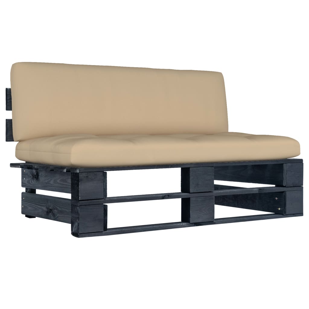 Canapea de mijloc de grădină din paleți, negru, lemn pin tratat GartenMobel Dekor