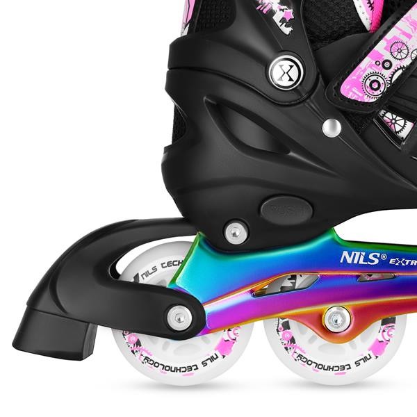 Role Reglabile 4in1 Nils Extreme LED NH10905-Roz curcubeu FitLine Training