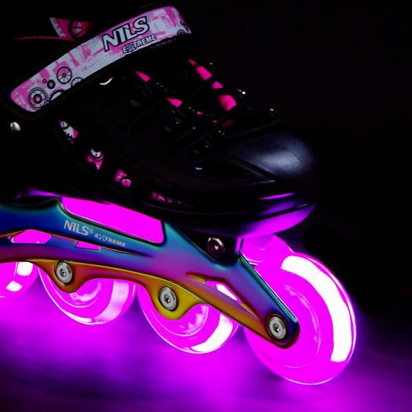 Role Reglabile 4in1 Nils Extreme LED NH10905-Roz curcubeu FitLine Training